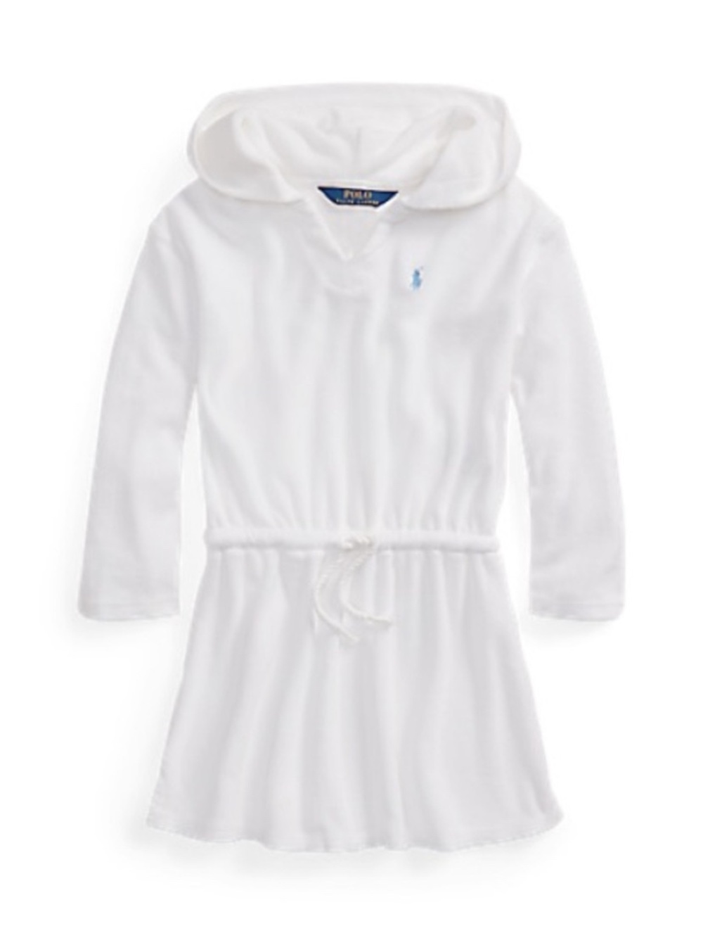 Ralph Lauren White Hooded Terry Coverup Dress with Drawstring